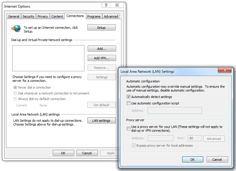 Proxy configuration