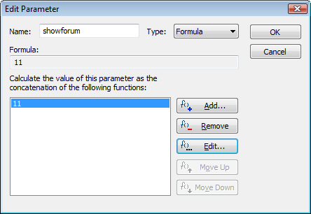 Edit parameter dialog