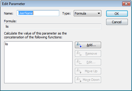 Edit parameter dialog