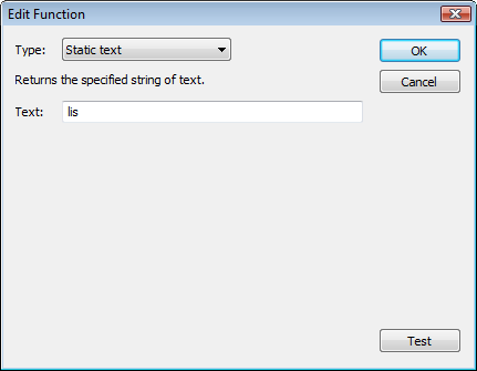 Edit function dialog