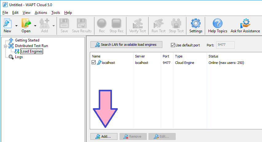 Add Load Engine in WAPT Cloud