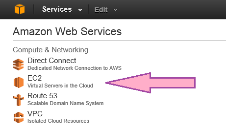 Choose the EC2 service