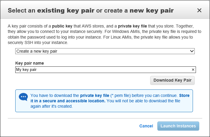 Create a new key pair