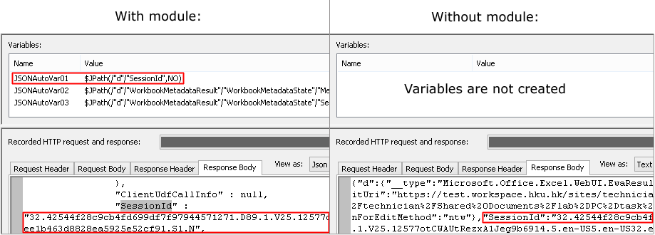 Creates variable for SessionId value